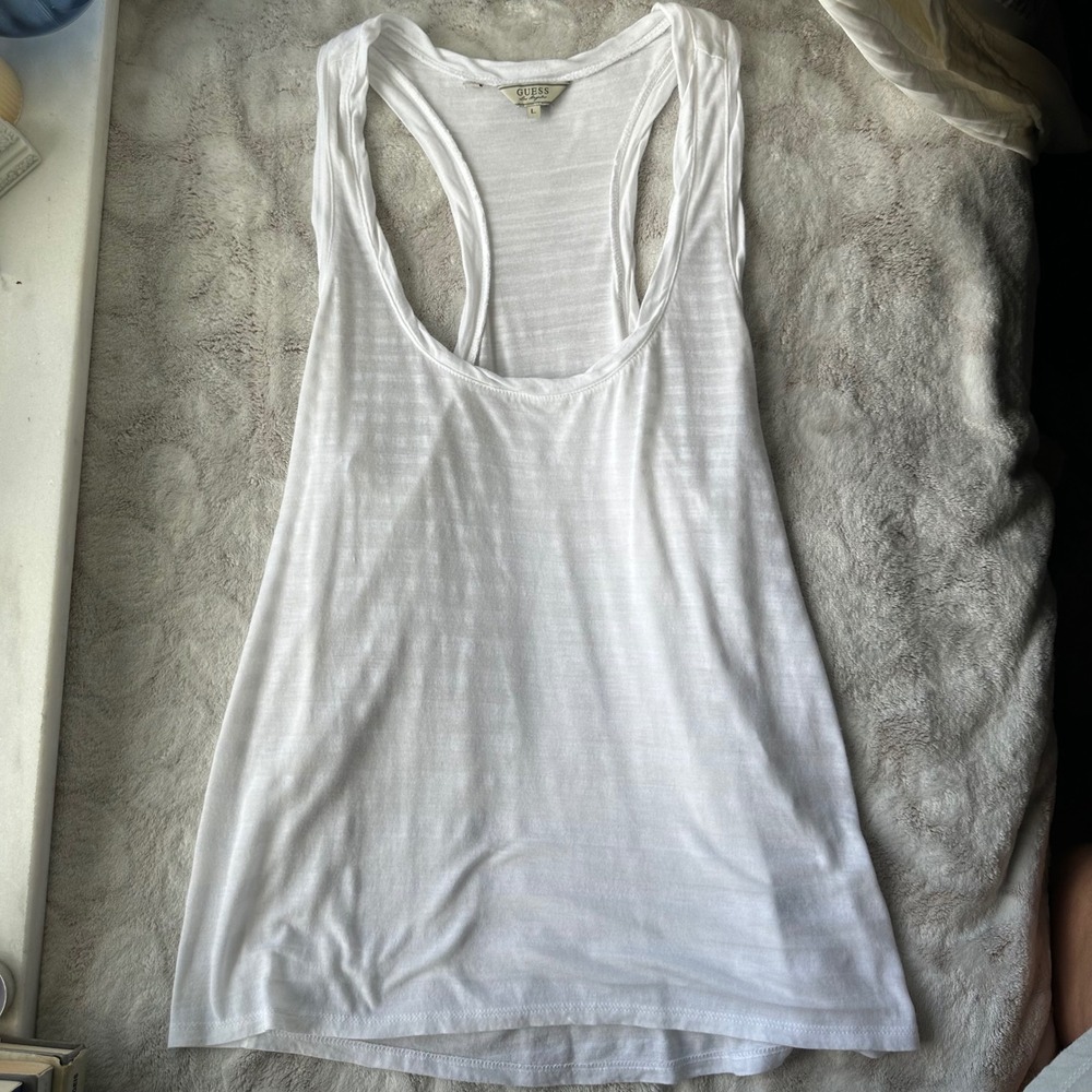 Sheer White Layering Tank GUESS Racerback Lightweight